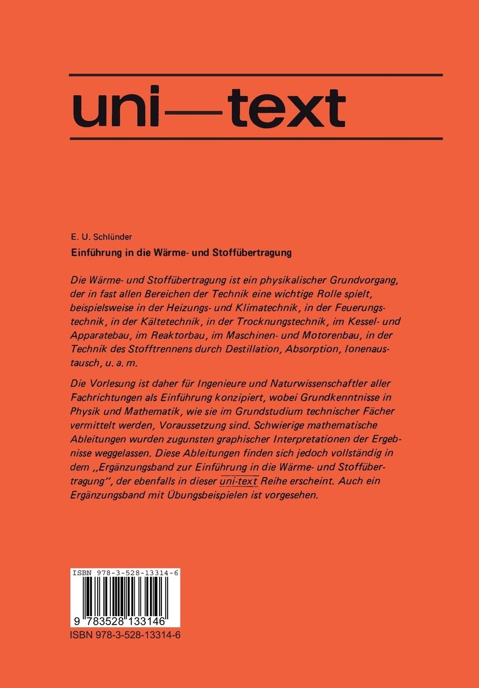 Rückseitencover Einführung in die Wärme- und Stoffübertragung