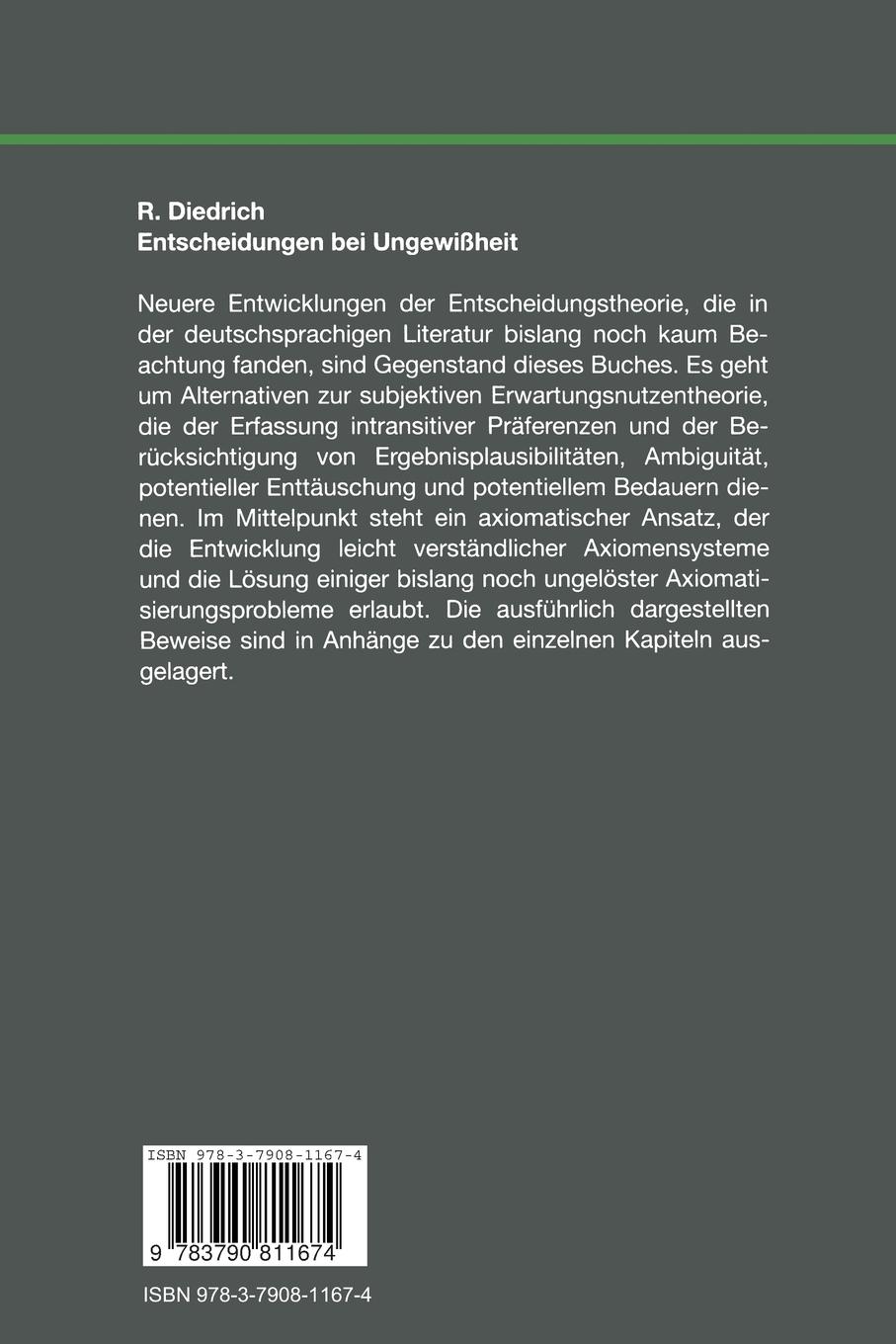 Rückseitencover Entscheidungen bei Ungewißheit