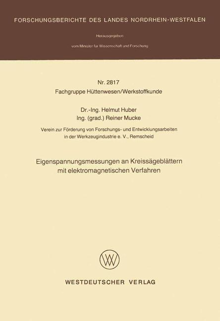 Vorderes Coverbild Eigenspannungsmessungen an Kreissägeblättern mit elektromagnetischen Verfahren