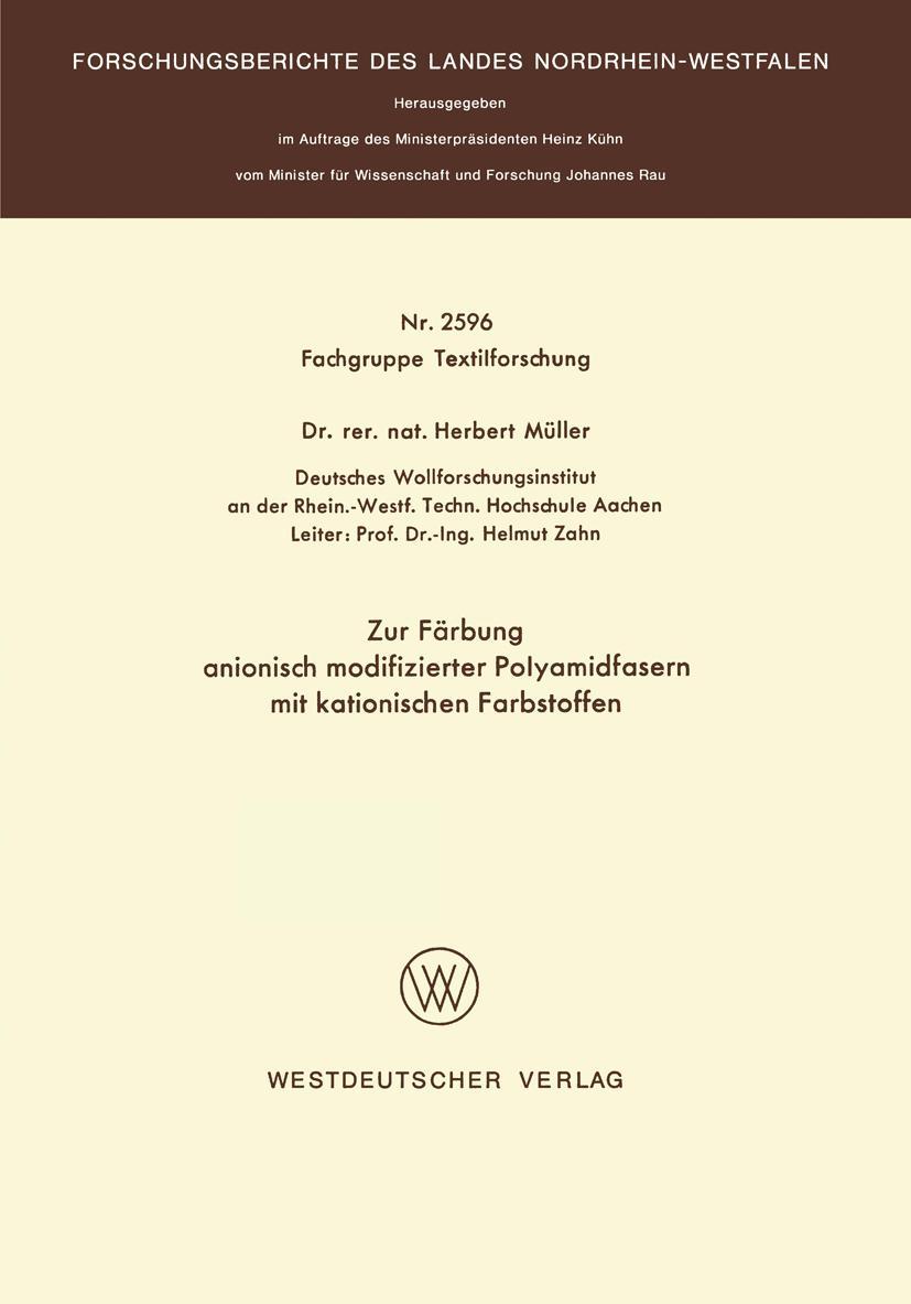 Vorderes Coverbild Zur Färbung anionisch modifizierter Polyamidfasern mit kationischen Farbstoffen