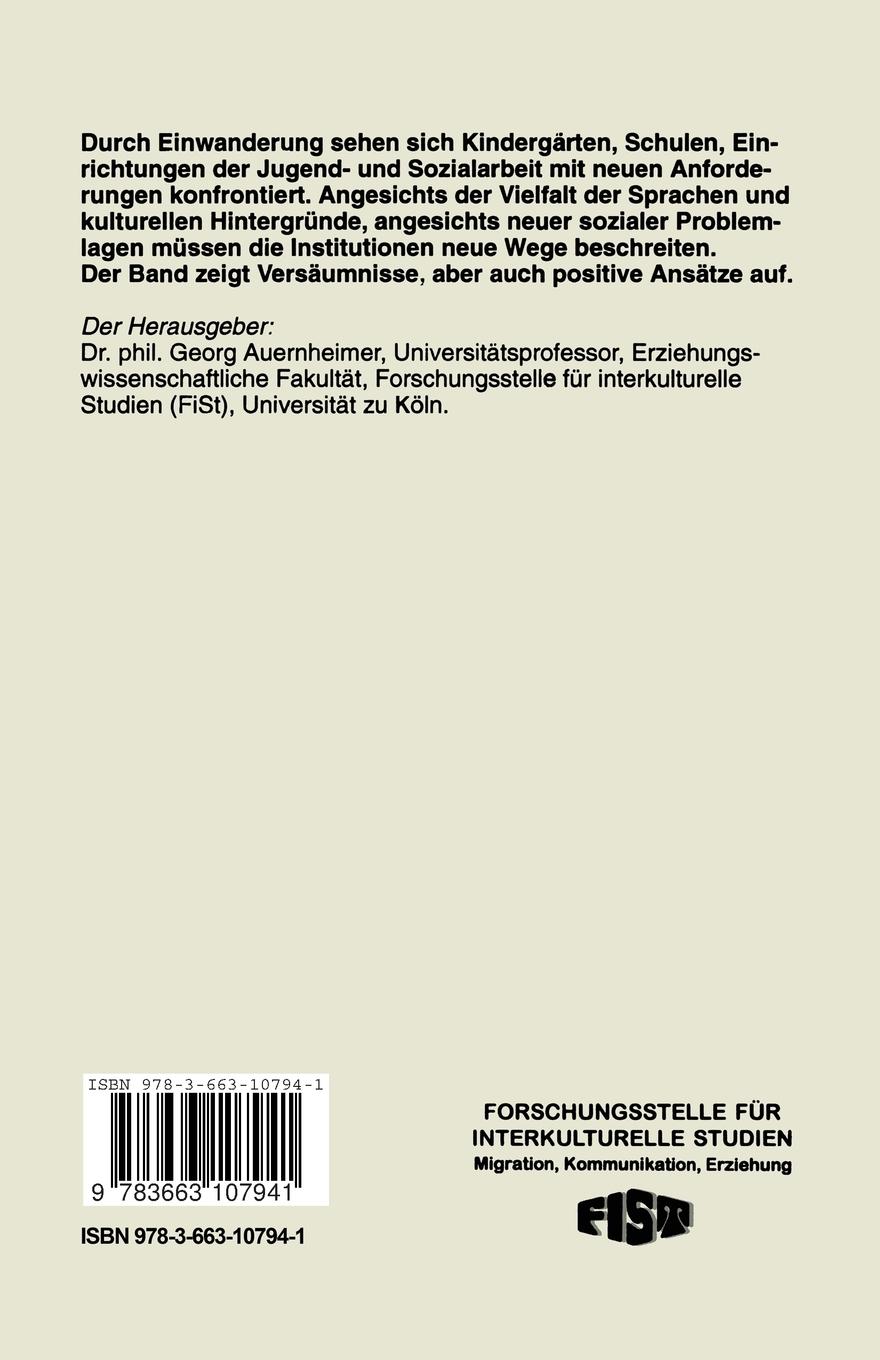 Rückseitencover Migration als Herausforderung für pädagogische Institutionen