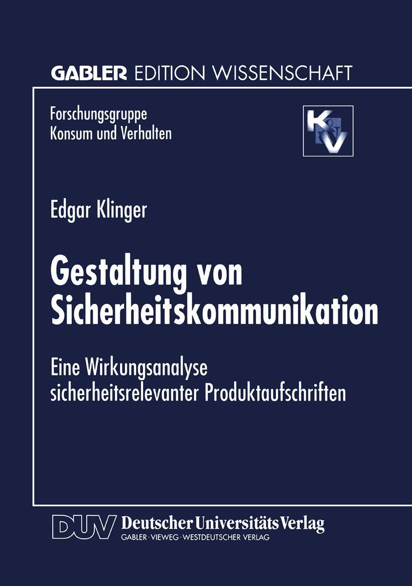 Vorderes Coverbild Gestaltung von Sicherheitskommunikation