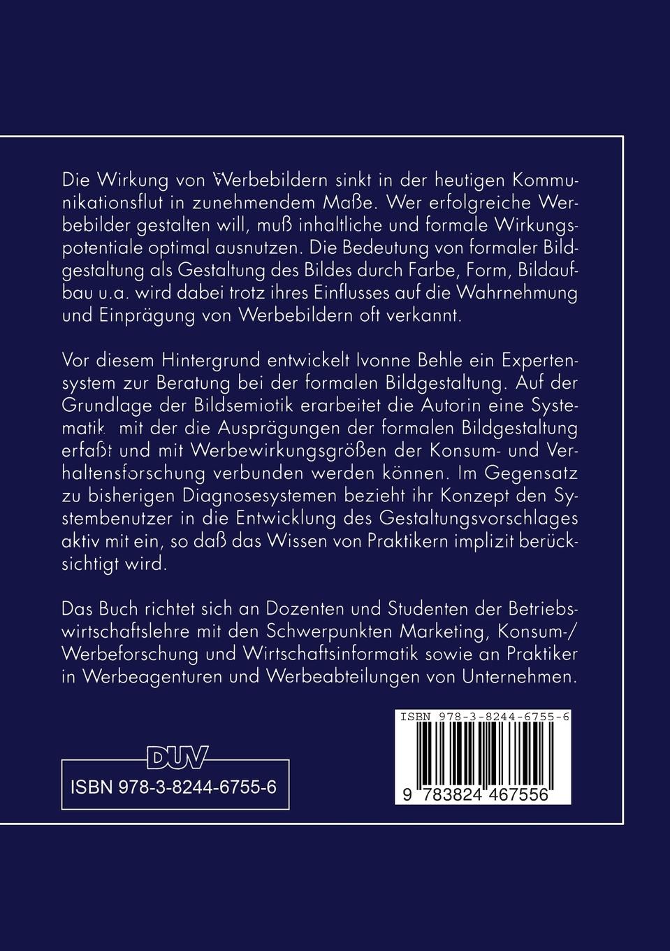 Rückseitencover Expertensystem zur formalen Werbebildgestaltung