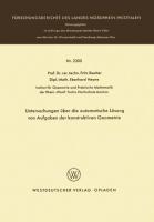 Vorderes Coverbild Untersuchungen über die automatische Lösung von Aufgaben der konstruktiven Geometrie