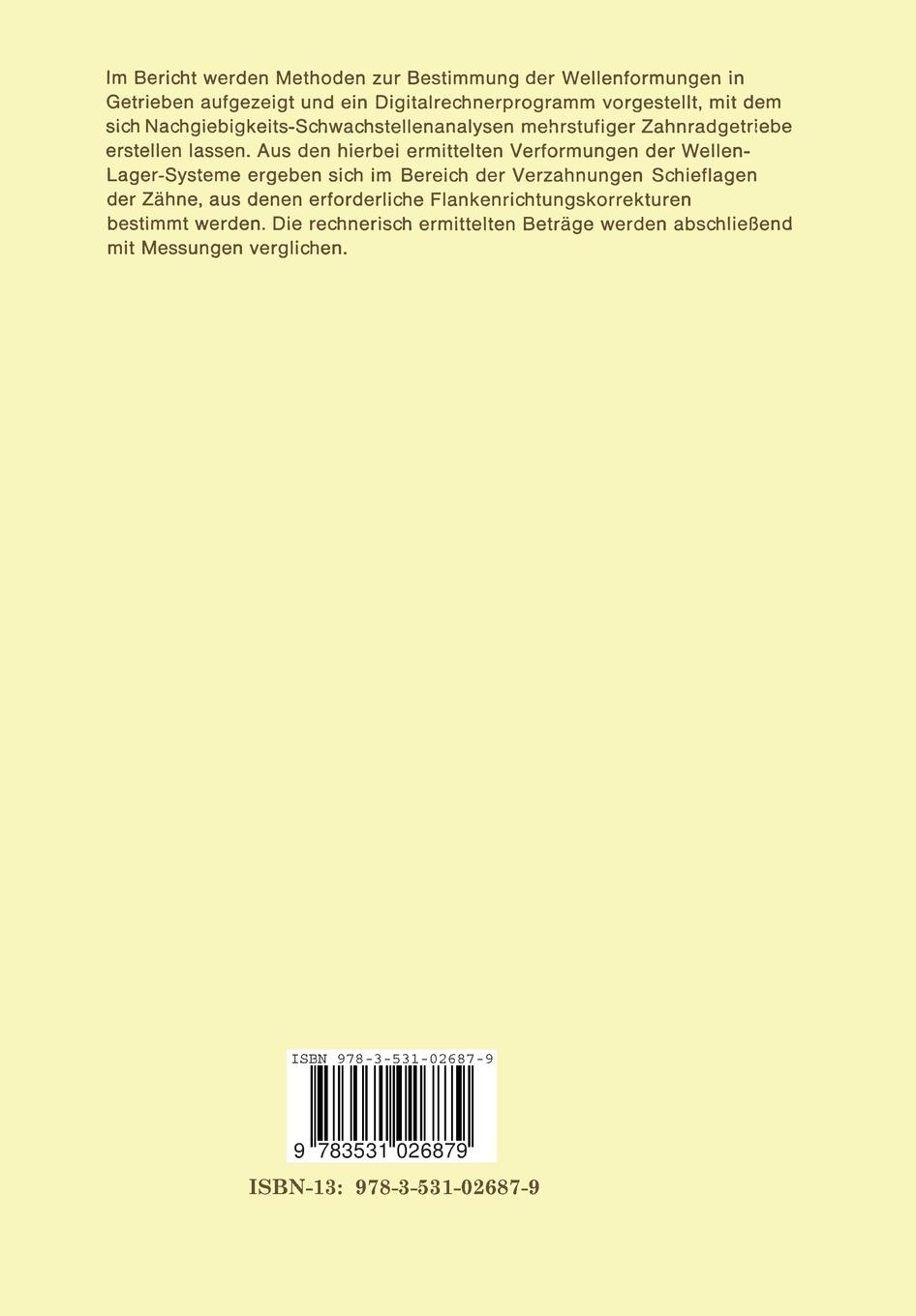 Rückseitencover Bestimmung von Getriebeverformungen und Flankenrichtungskorrekturen mehrstufiger Zahnradgetriebe