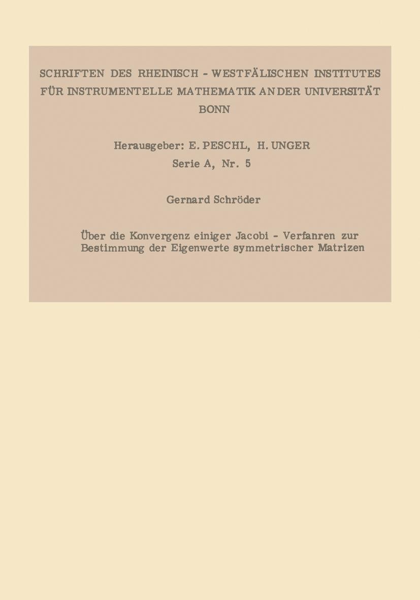 Vorderes Coverbild Über die Konvergenz einiger Jacobi-Verfahren zur Bestimmung der Eigenwerte symmetrischer Matrizen