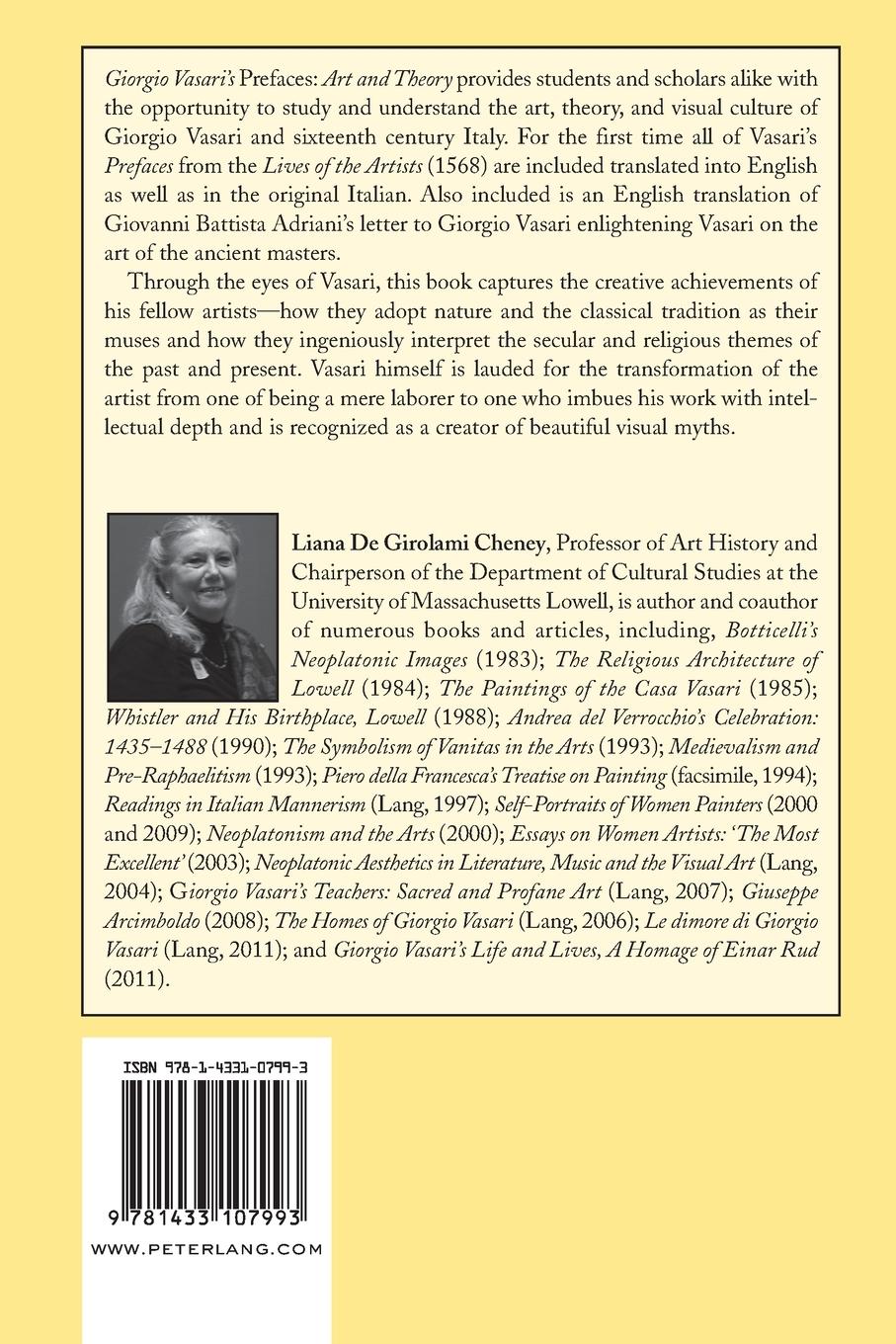 Rückseitencover Giorgio Vasari's 'Prefaces'