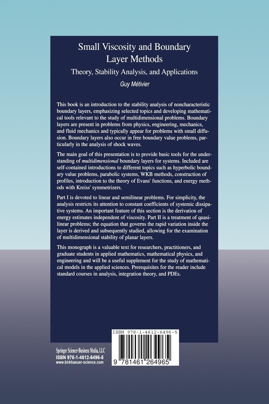 Rückseitencover Small Viscosity and Boundary Layer Methods