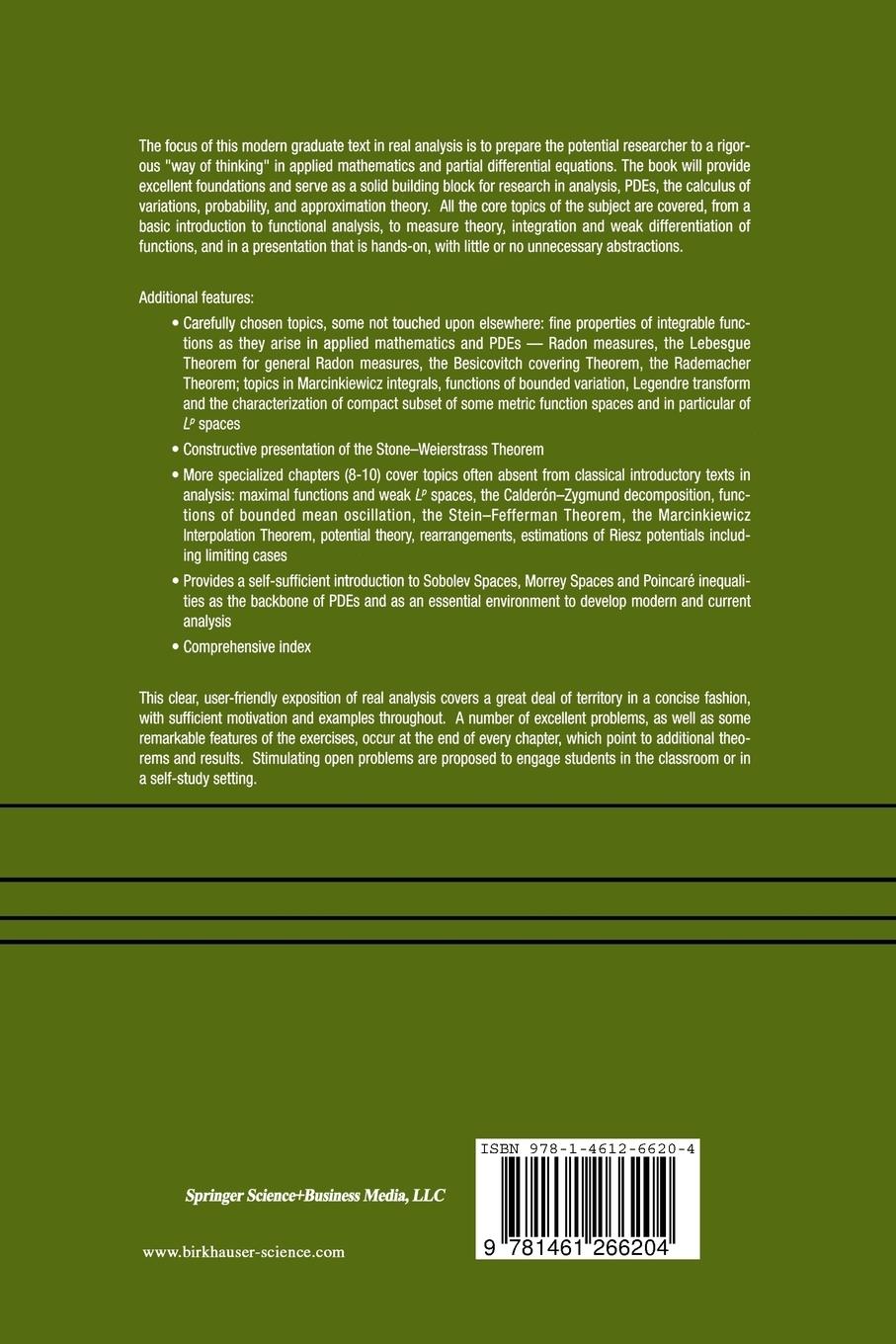 Rückseitencover Real Analysis