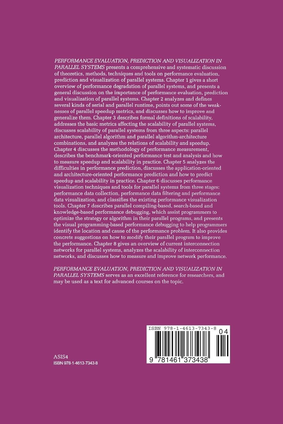 Rückseitencover Performance Evaluation, Prediction and Visualization of Parallel Systems