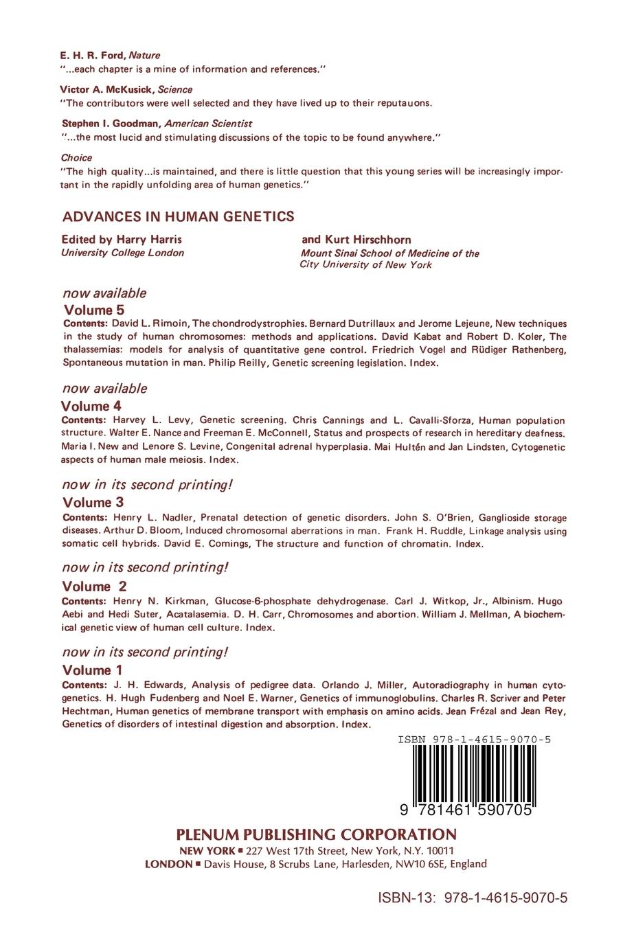 Rückseitencover Advances in Human Genetics