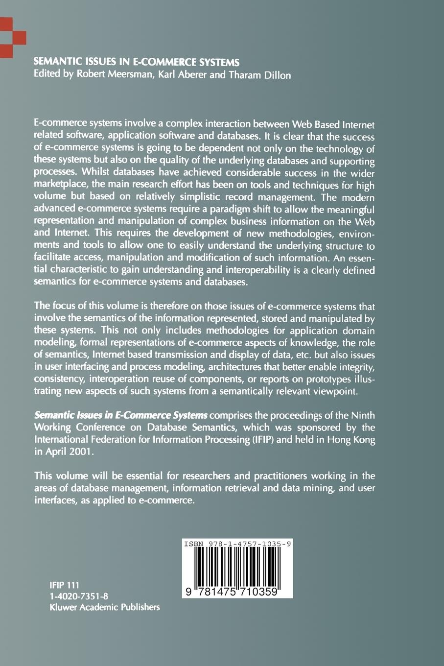 Rückseitencover Semantic Issues in E-Commerce Systems