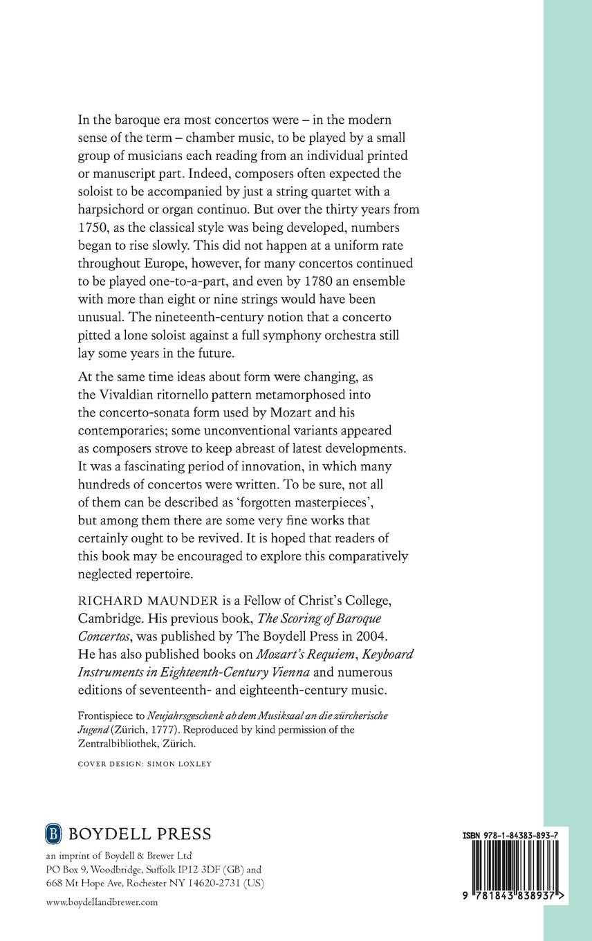 Rückseitencover The Scoring of Early Classical Concertos, 1750-1780