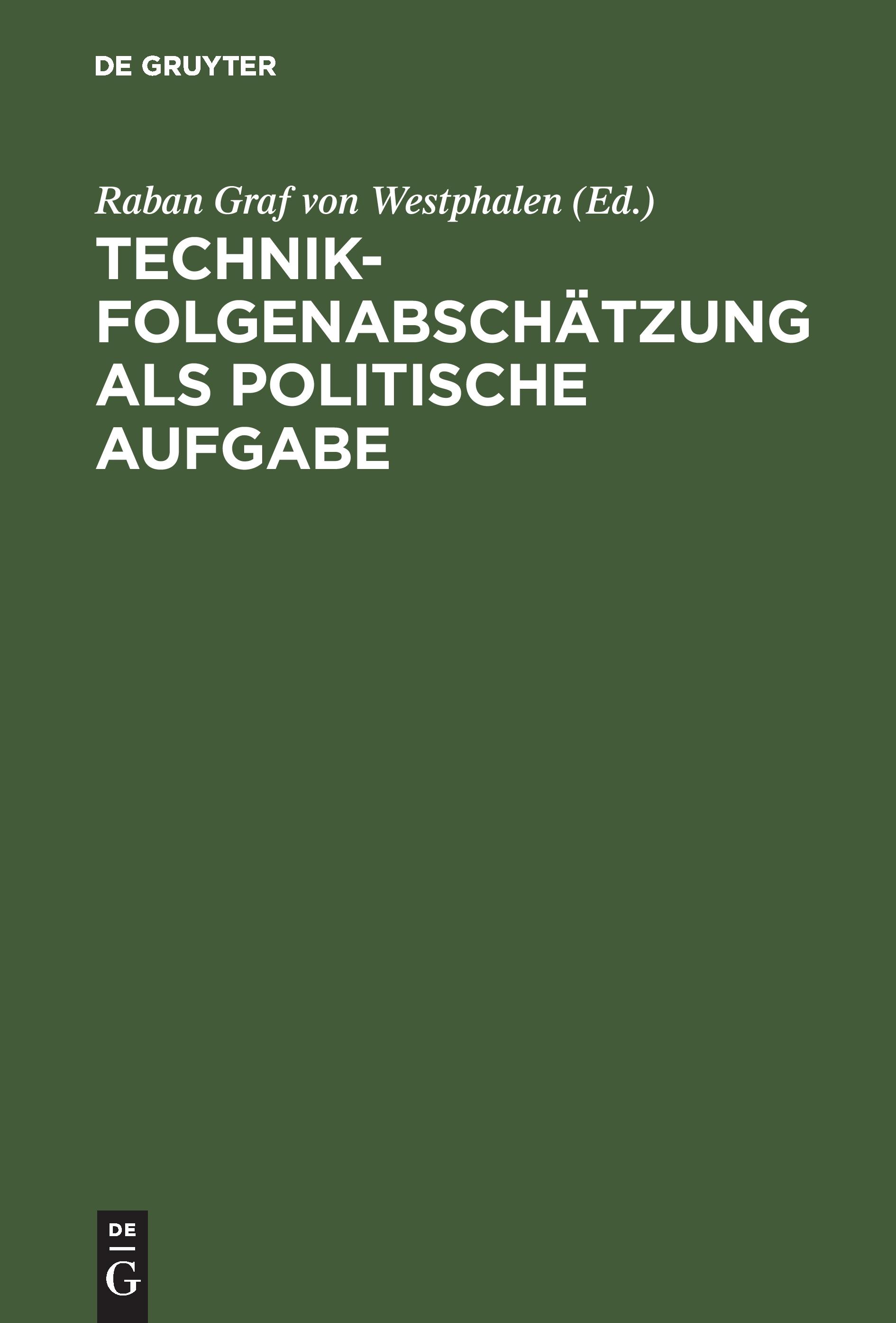 Vorderes Coverbild Technikfolgenabschätzung als politische Aufgabe