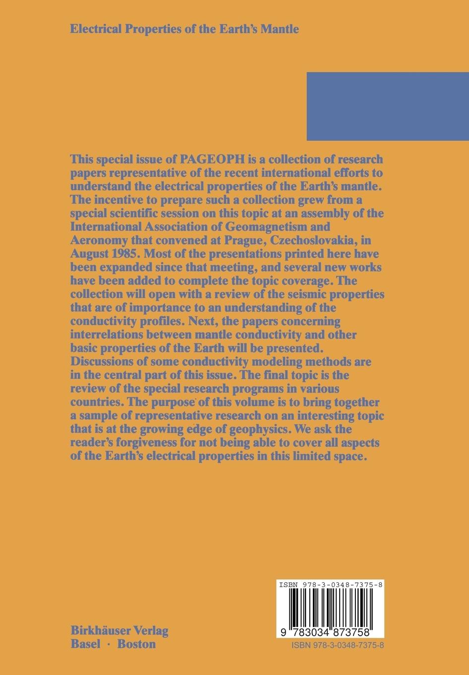 Rückseitencover Electrical Properties of the Earth's Mantle