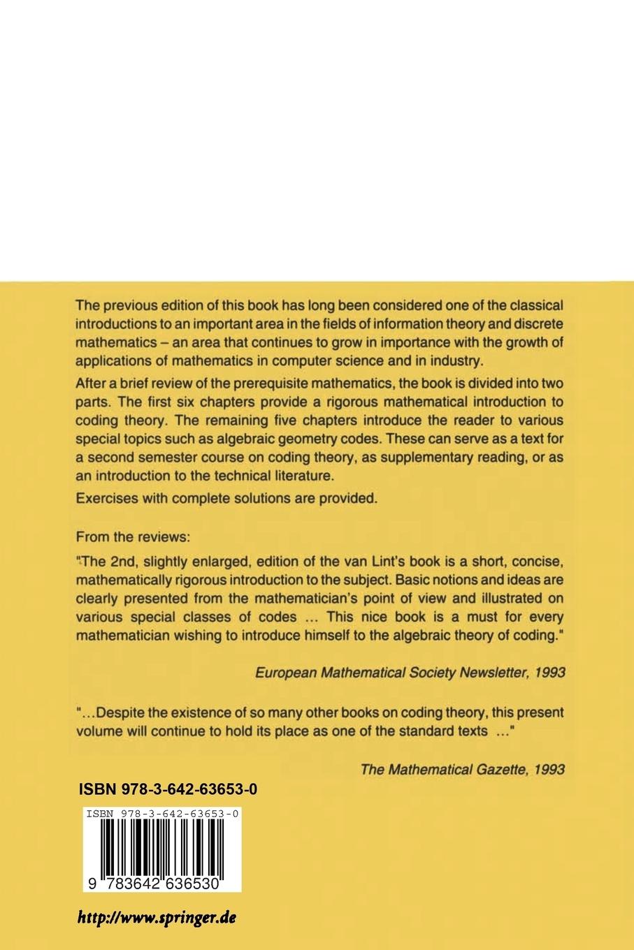 Rückseitencover Introduction to Coding Theory