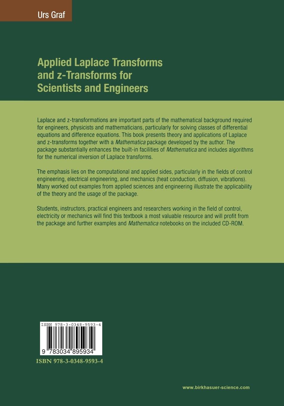 Rückseitencover Applied Laplace Transforms and z-Transforms for Scientists and Engineers