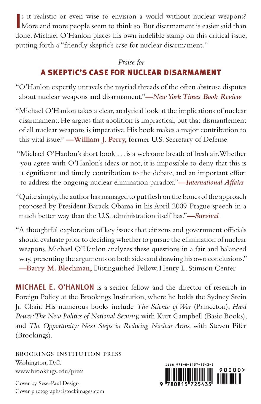 Rückseitencover Skeptic's Case for Nuclear Disarmament