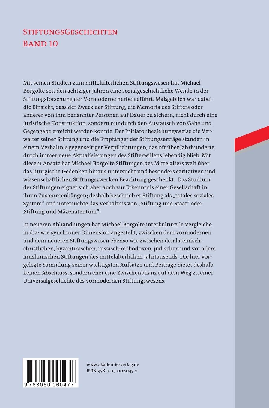 Rückseitencover Stiftung und Memoria