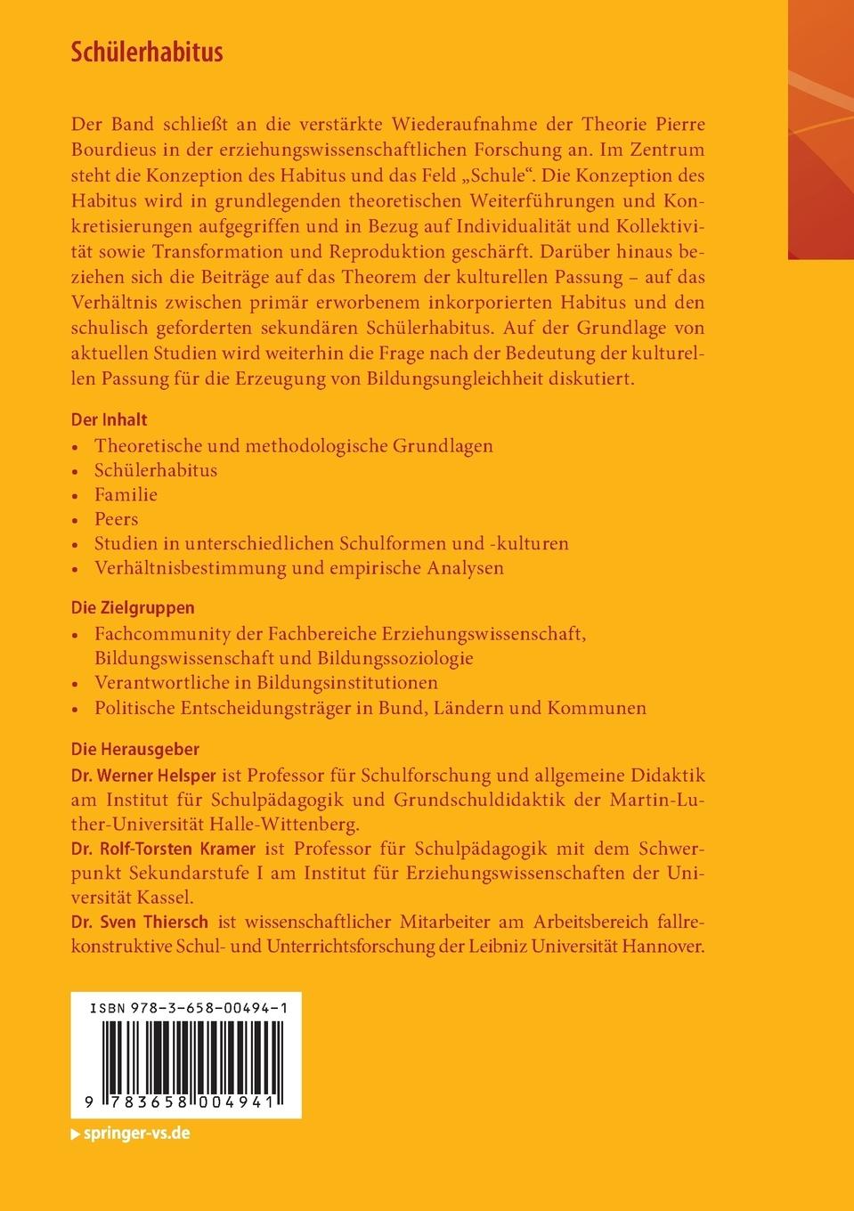 Rückseitencover Schülerhabitus