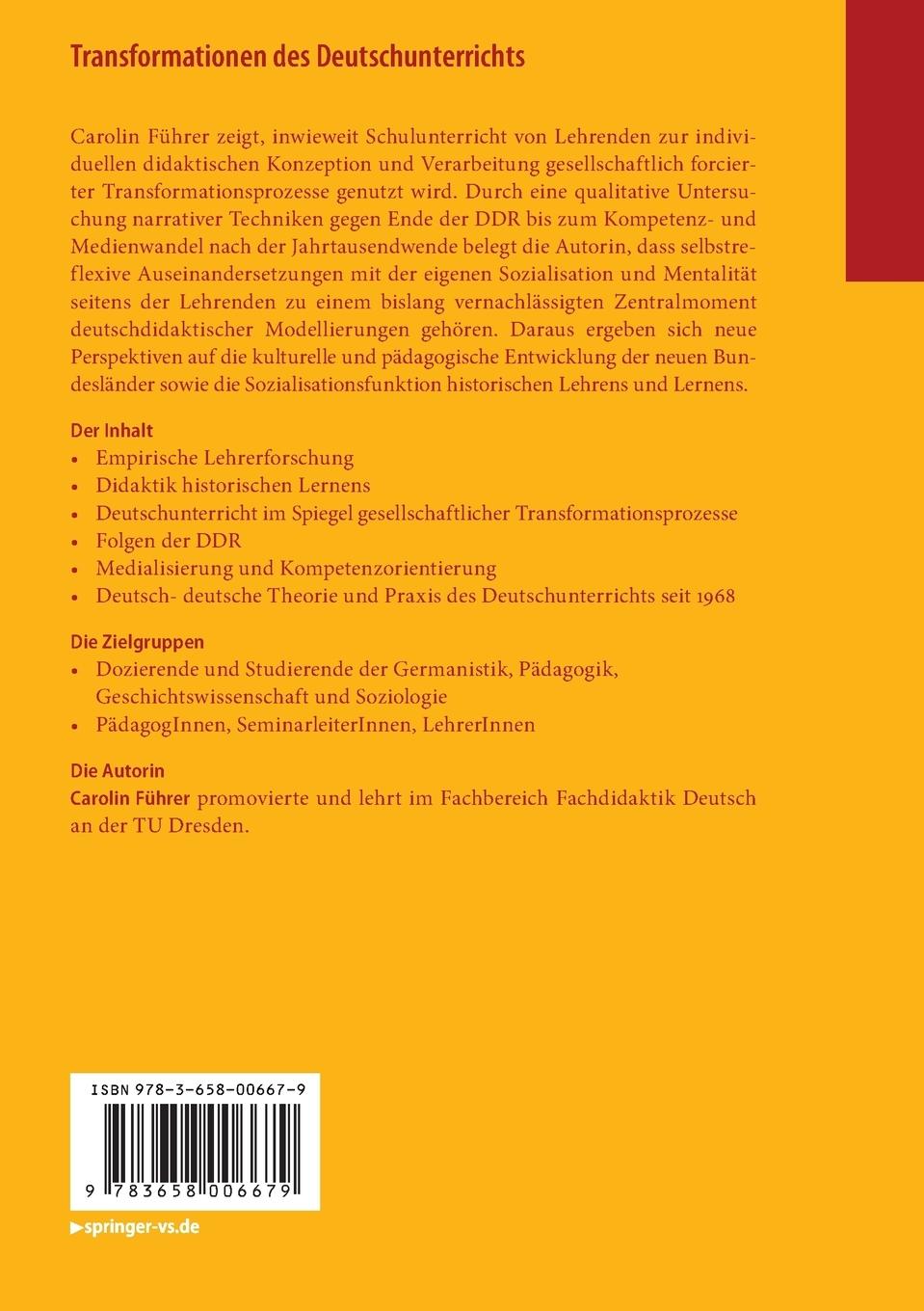 Rückseitencover Transformationen des Deutschunterrichts