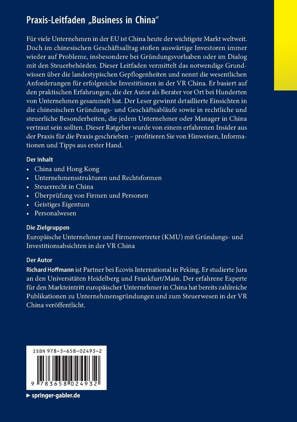 Rückseitencover Praxis-Leitfaden "Business in China"