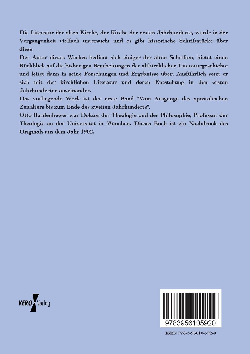 Rückseitencover Geschichte der altkirchlichen Litteratur