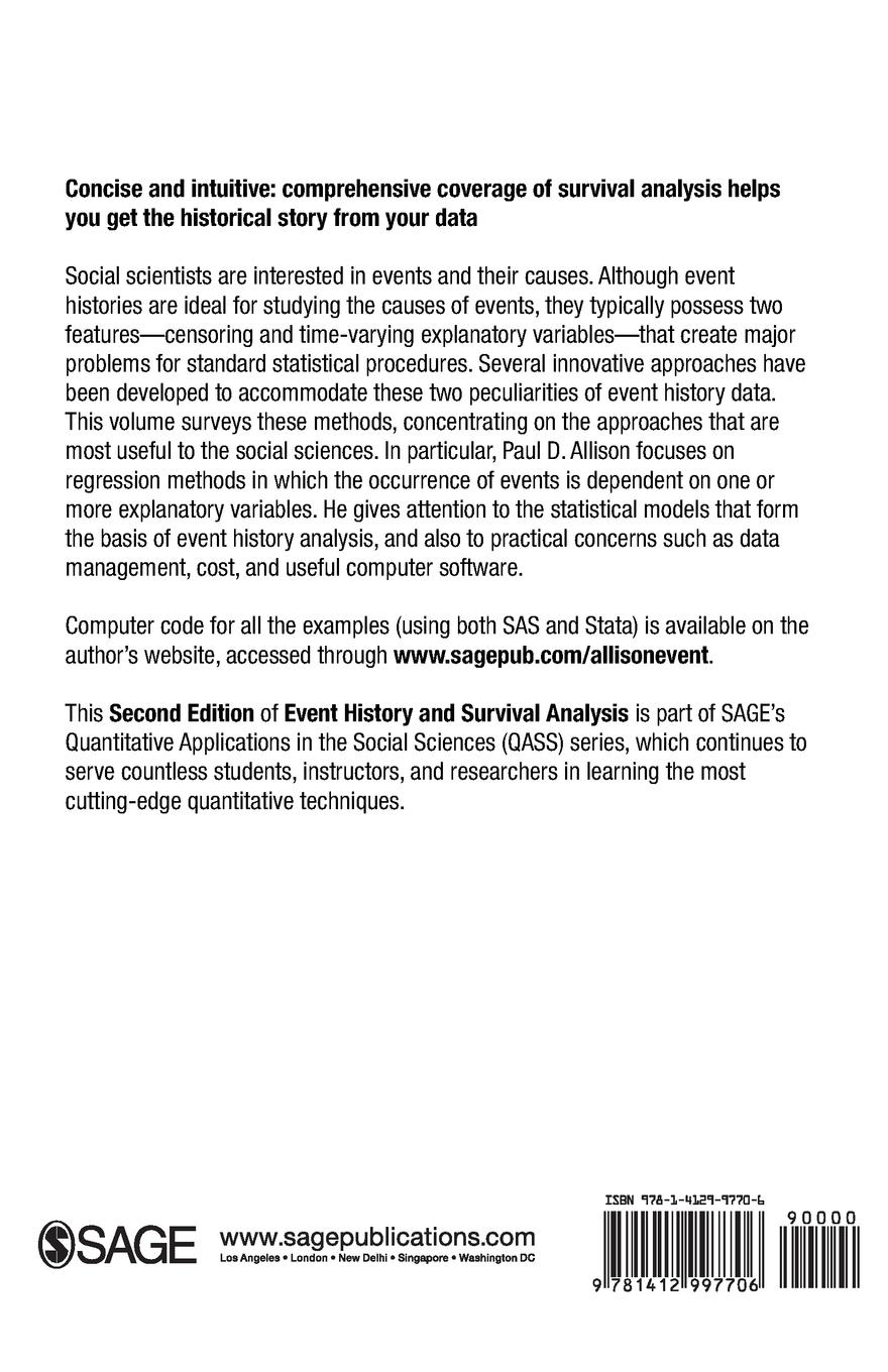 Rückseitencover Event History and Survival Analysis