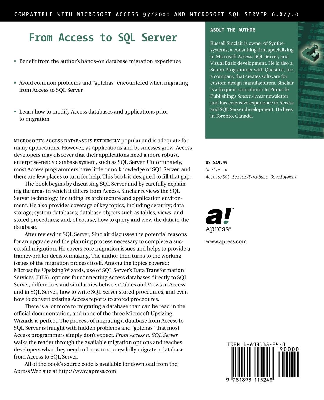 Rückseitencover From Access to SQL Server