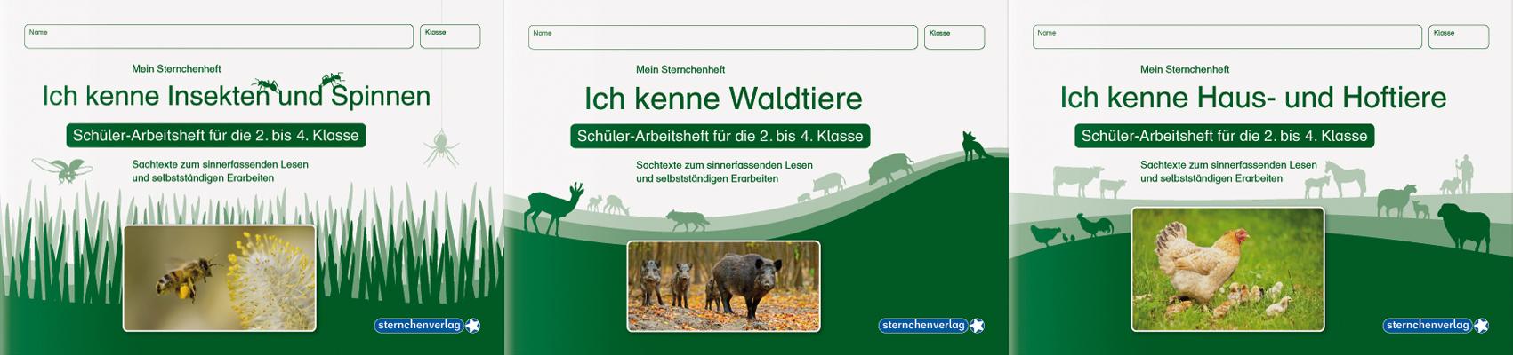 Vorderes Coverbild Ich kenne Waldtiere / Haus- und Hoftiere / Insekten und Spinnen. 3 Schülerarbeitshefte im Kombi für die 2. bis 4. Klasse