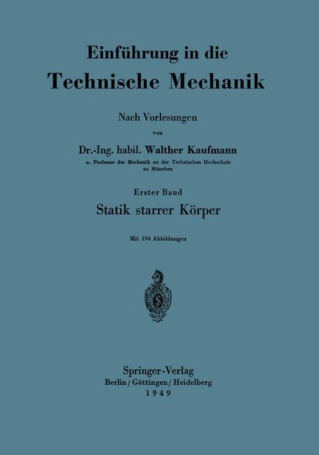 Vorderes Coverbild Einführung in die Technische Mechanik Nach Vorlesungen