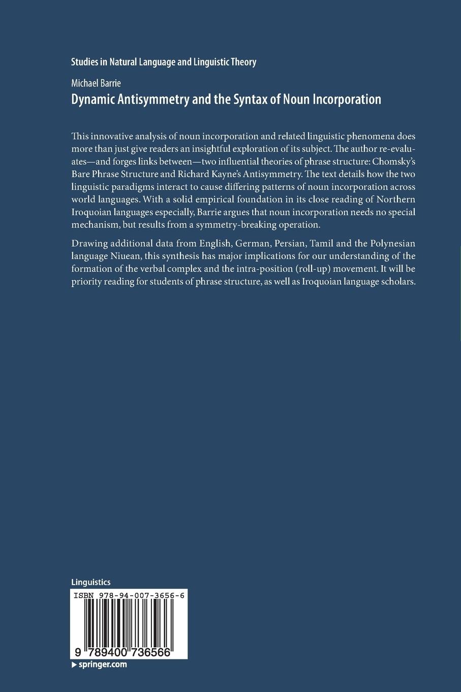 Rückseitencover Dynamic Antisymmetry and the Syntax of Noun Incorporation