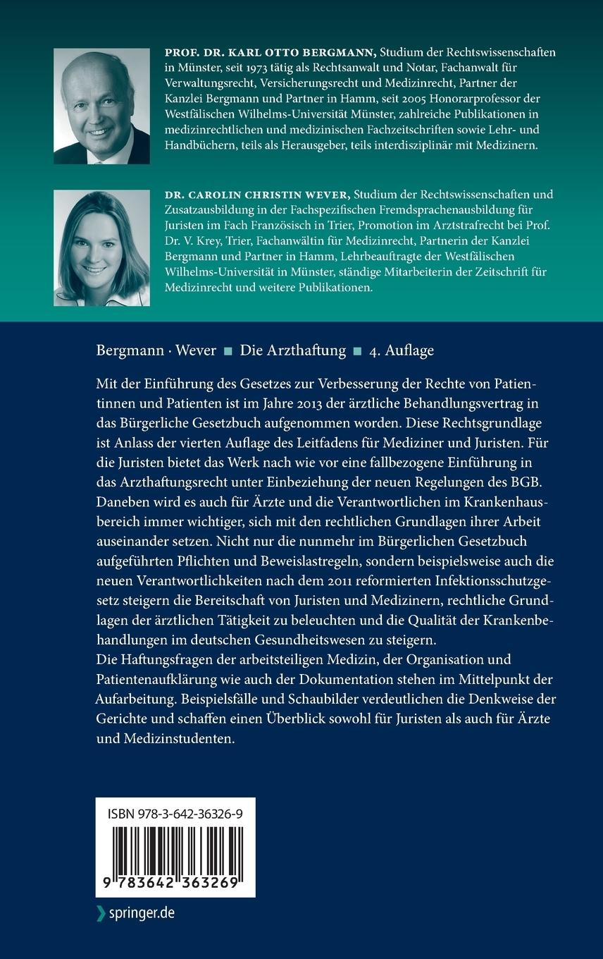 Rückseitencover Die Arzthaftung