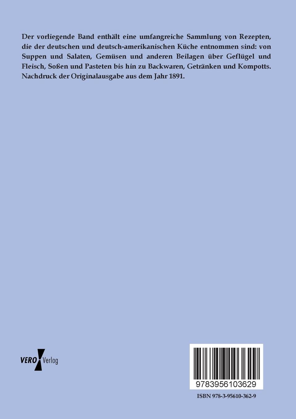 Rückseitencover Das allgemeine Kochbuch für die deutsche und deutsch-amerikanische Küche