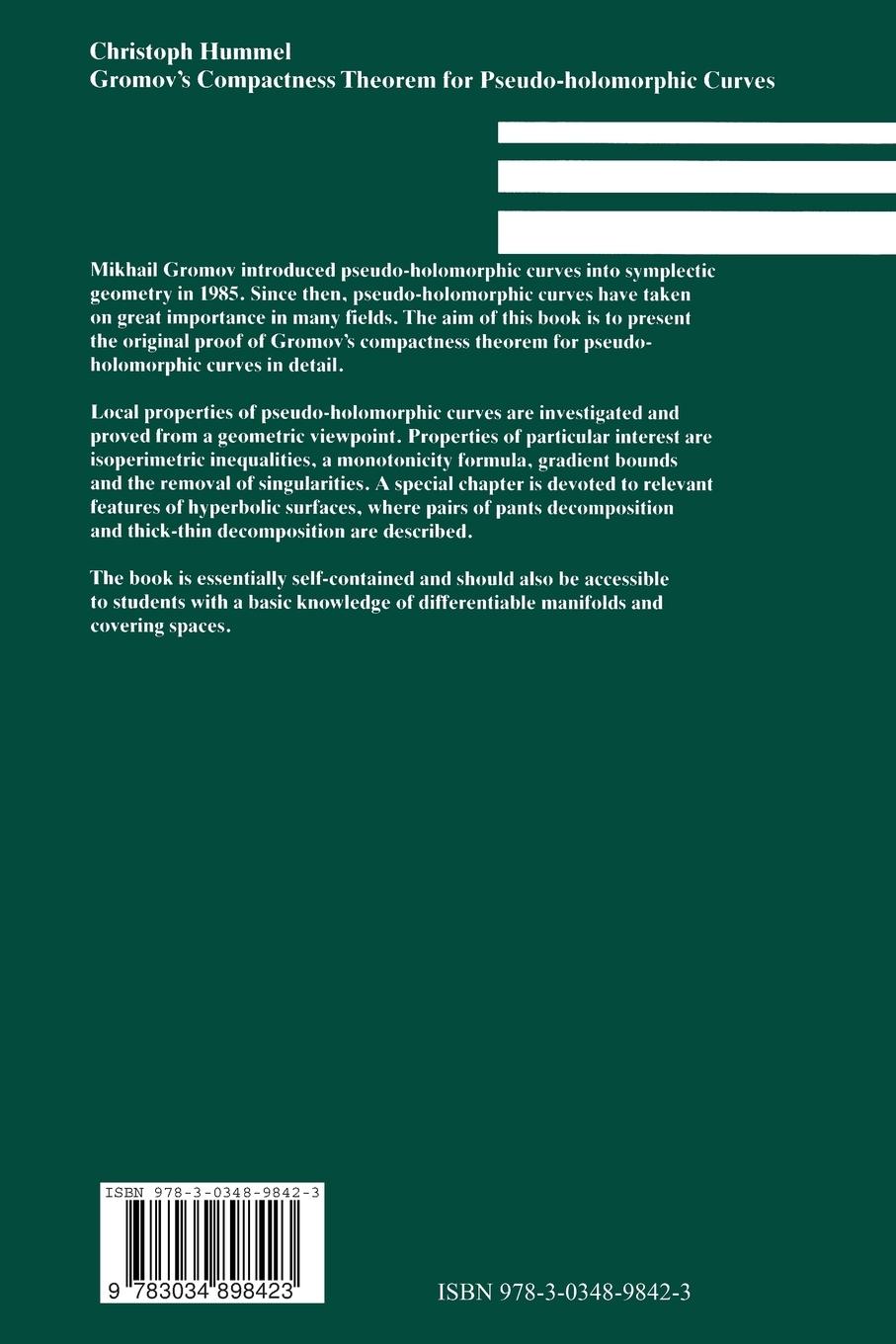 Rückseitencover Gromov's Compactness Theorem for Pseudo-holomorphic Curves
