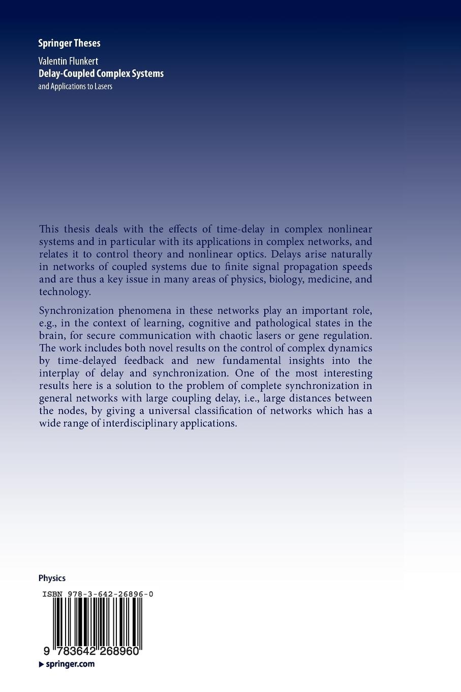 Rückseitencover Delay-Coupled Complex Systems