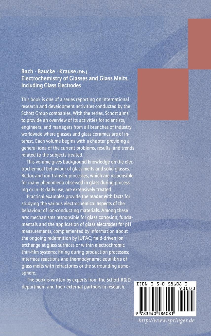 Rückseitencover Electrochemistry of Glasses and Glass Melts, Including Glass Electrodes