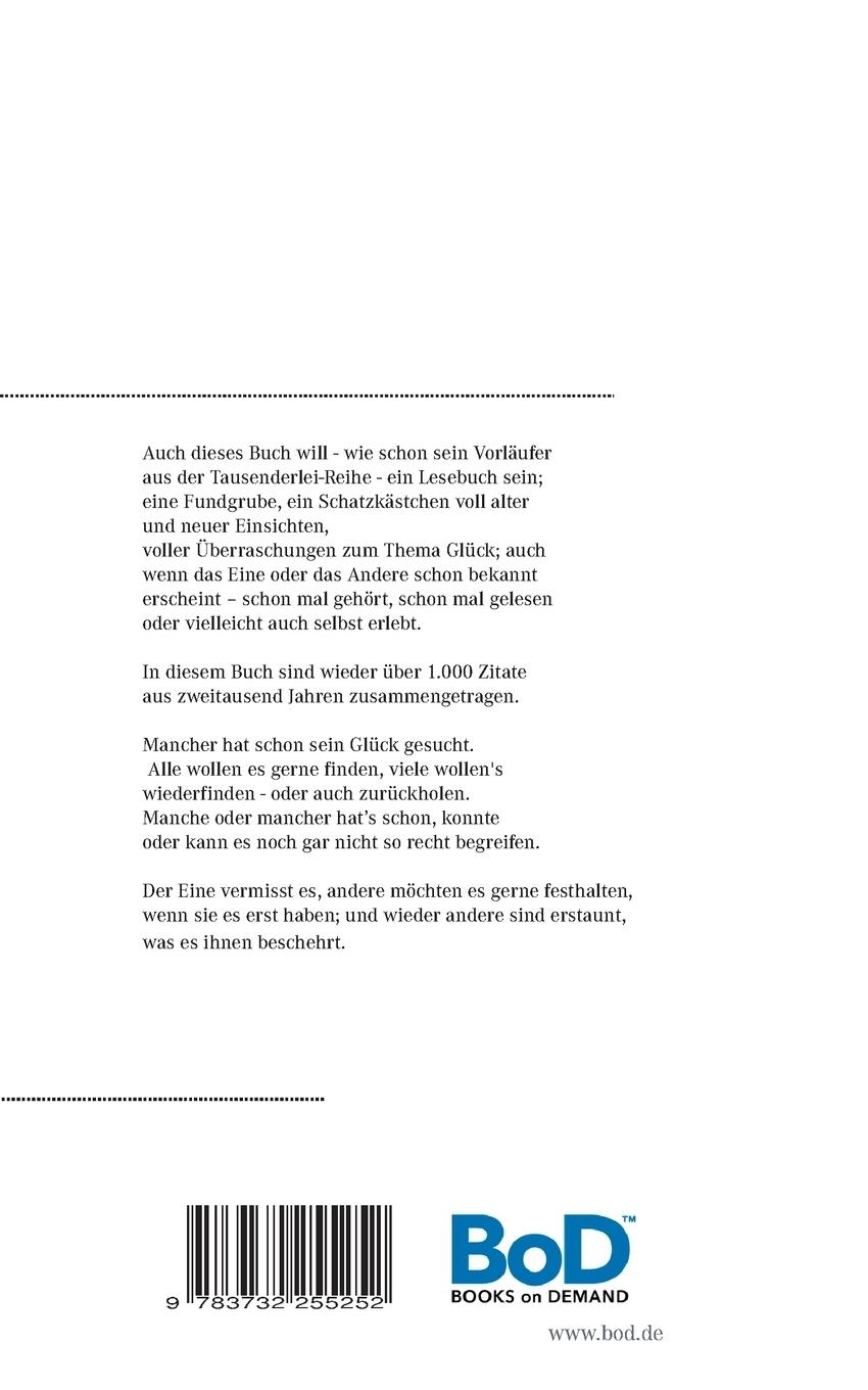 Rückseitencover Tausenderlei über das Glück