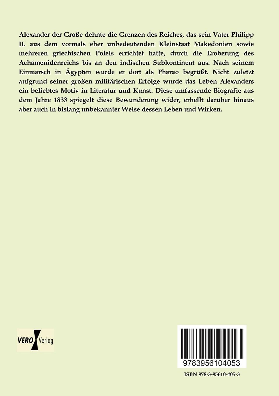 Rückseitencover Geschichte Alexanders des Großen