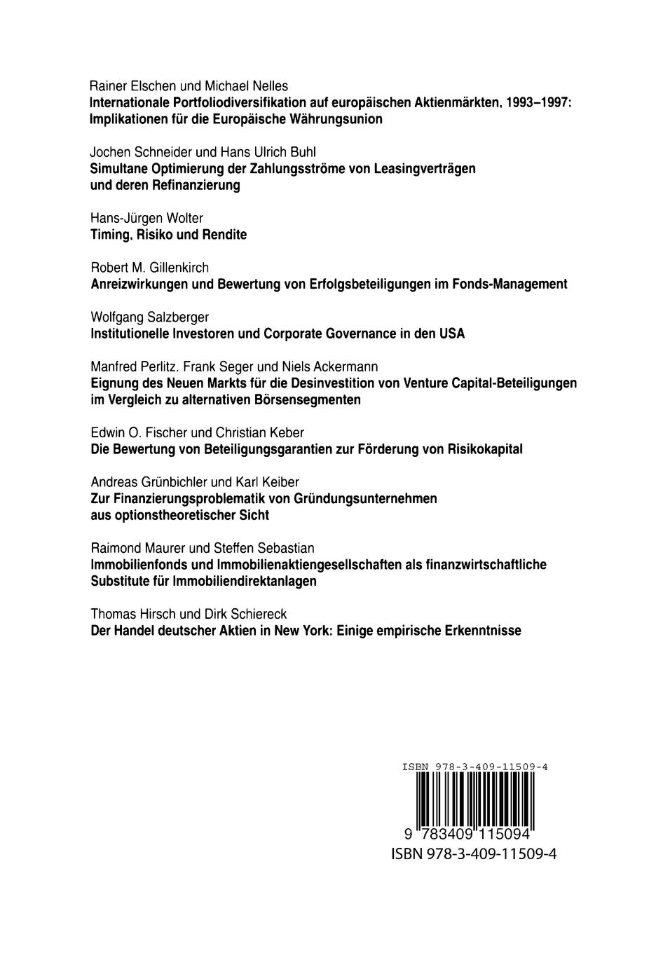 Rückseitencover Finanzmanagement 1999