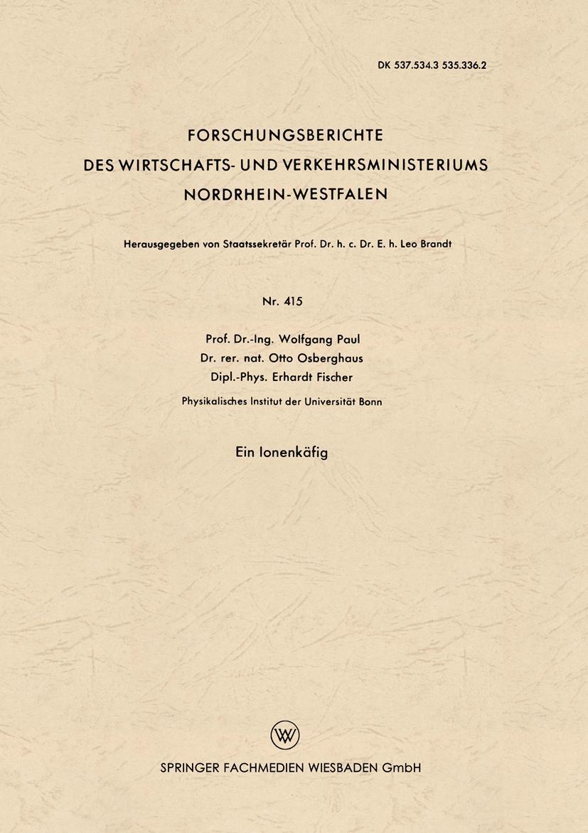 Vorderes Coverbild Ein Ionenkäfig