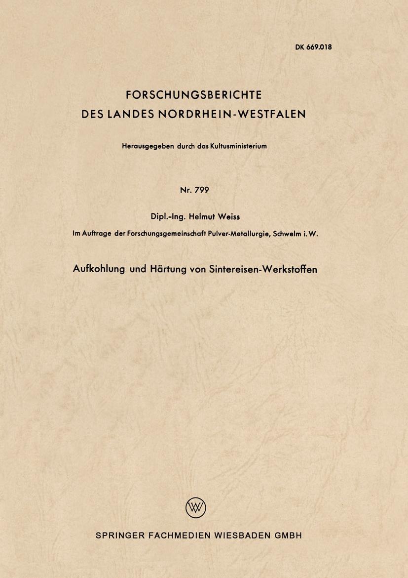Vorderes Coverbild Aufkohlung und Härtung von Sintereisen-Werkstoffen