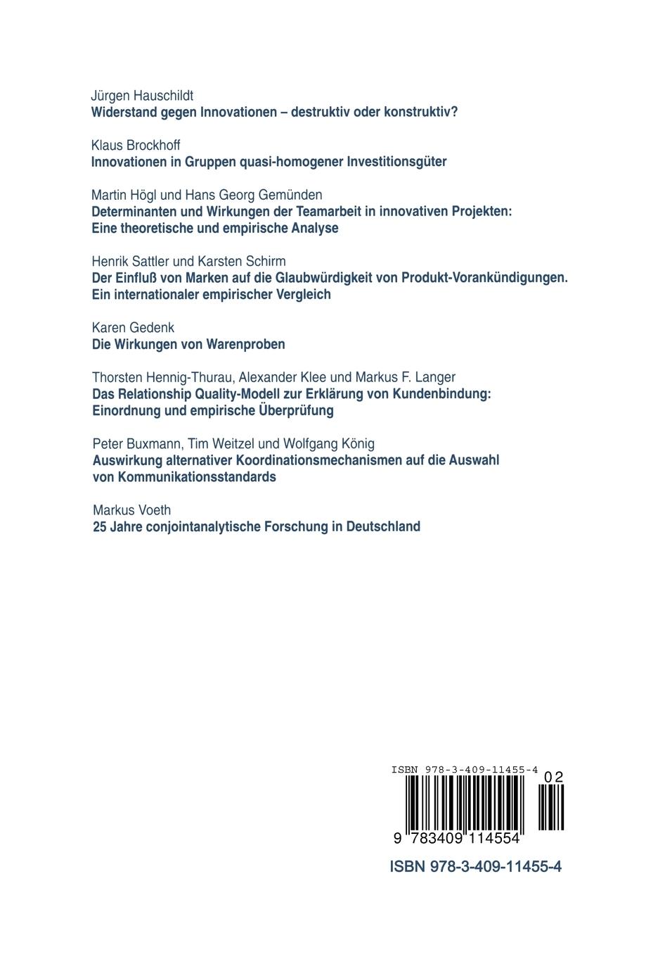 Rückseitencover Innovation und Absatz