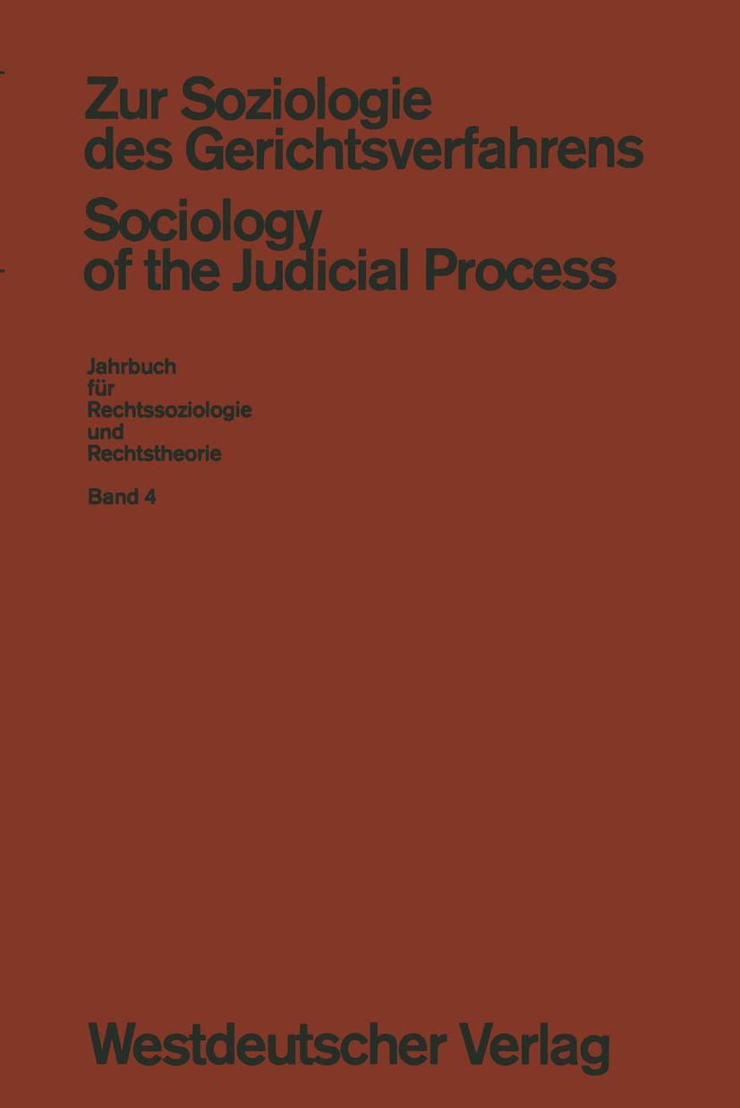 Vorderes Coverbild Zur Soziologie des Gerichtsverfahrens (Sociology of the Judicial Process)