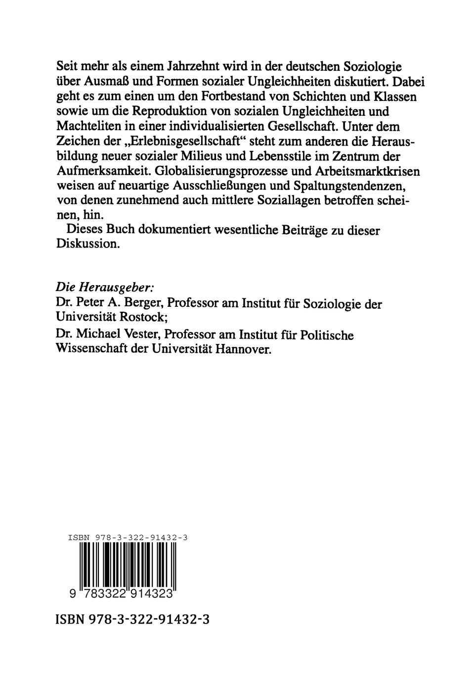 Rückseitencover Alte Ungleichheiten Neue Spaltungen