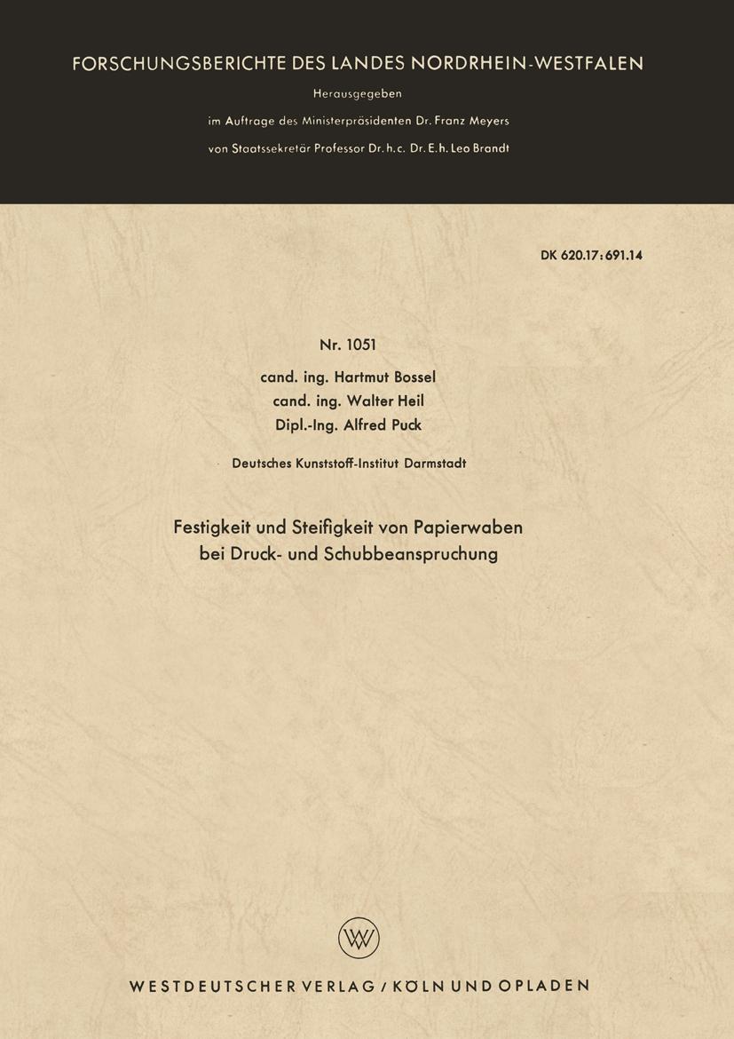 Vorderes Coverbild Festigkeit und Steifigkeit von Papierwaben bei Druck- und Schubbeanspruchung