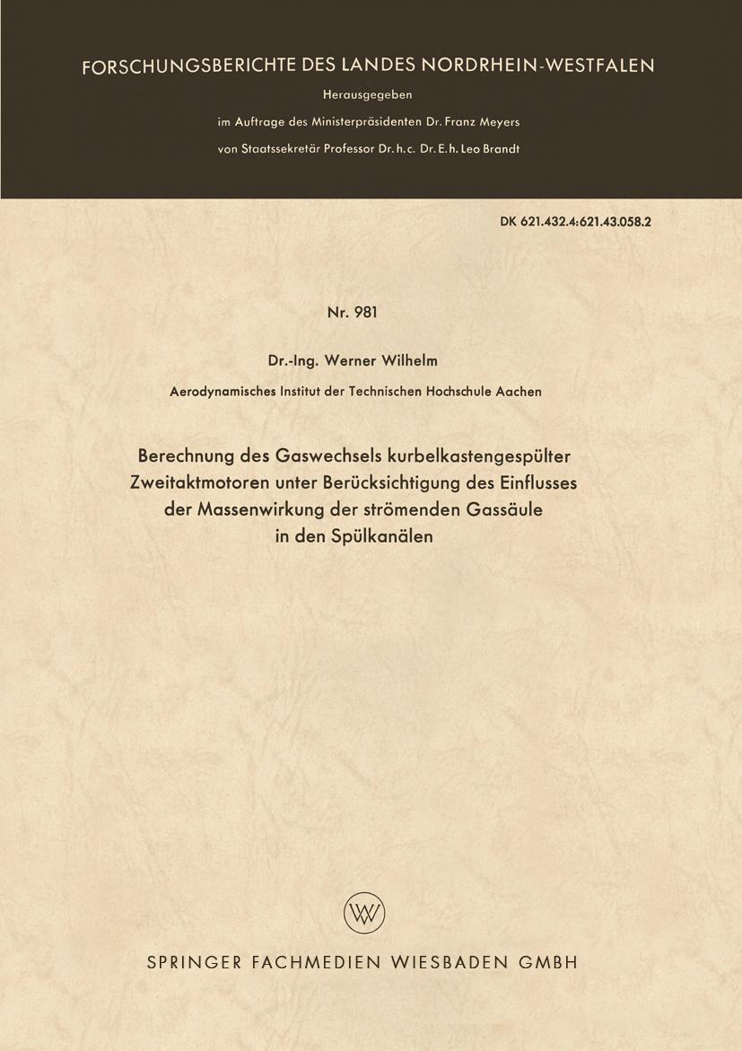 Vorderes Coverbild Berechnung des Gaswechsels kurbelkastengespülter Zweitaktmotoren unter Berücksichtigung des Einflusses der Massenwirkung der strömenden Gassäule in den Spülkanälen