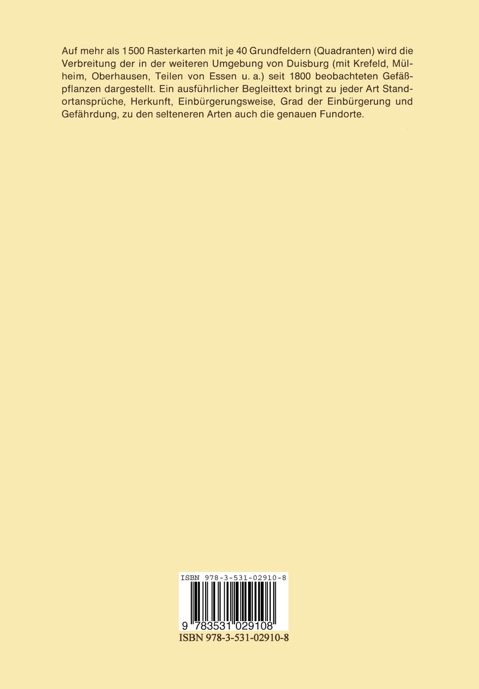 Rückseitencover Punktkartenflora von Duisburg und Umgebung