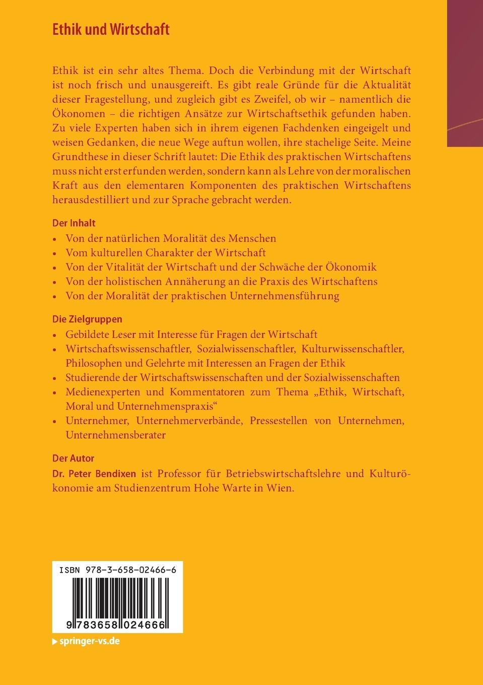 Rückseitencover Ethik und Wirtschaft