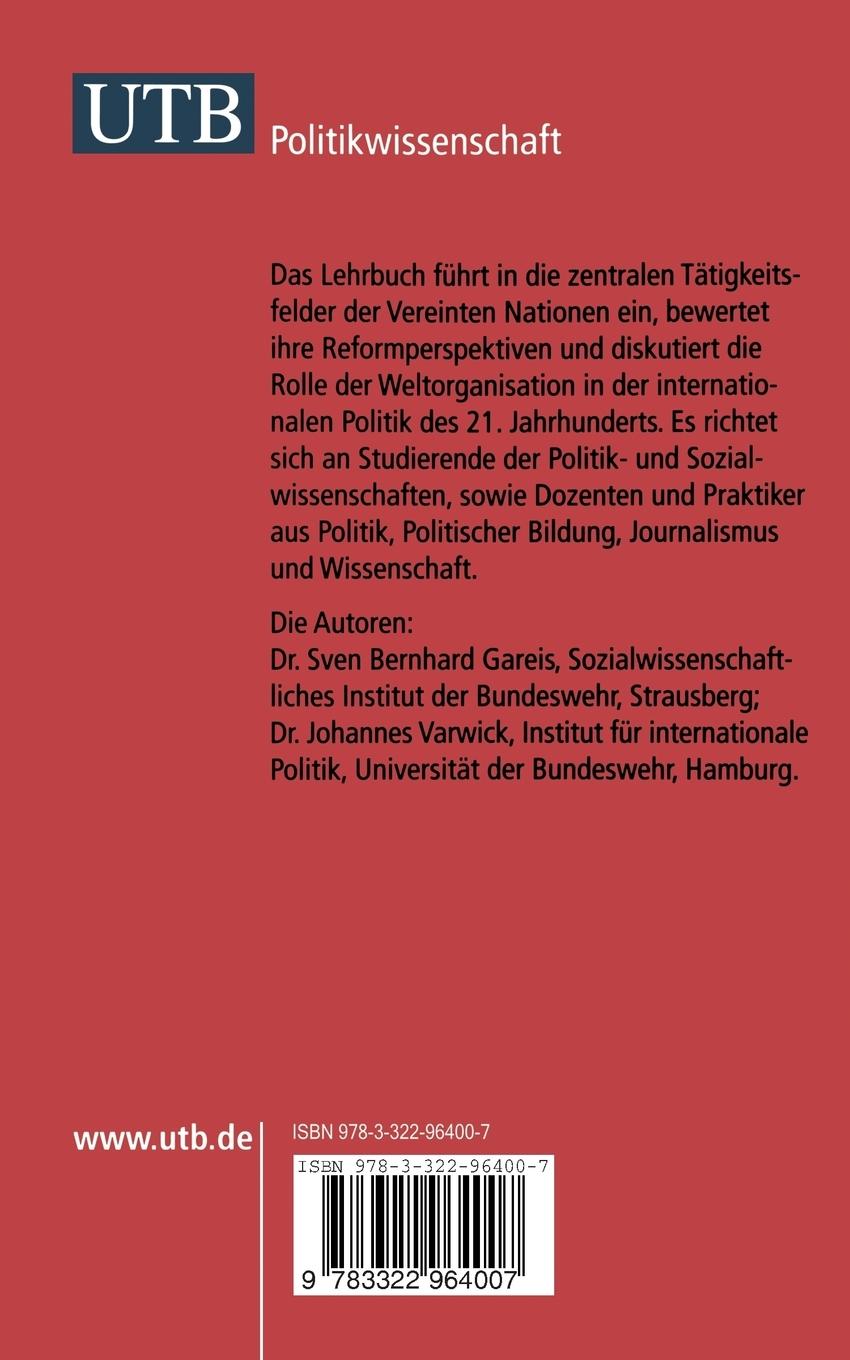 Rückseitencover Die Vereinten Nationen